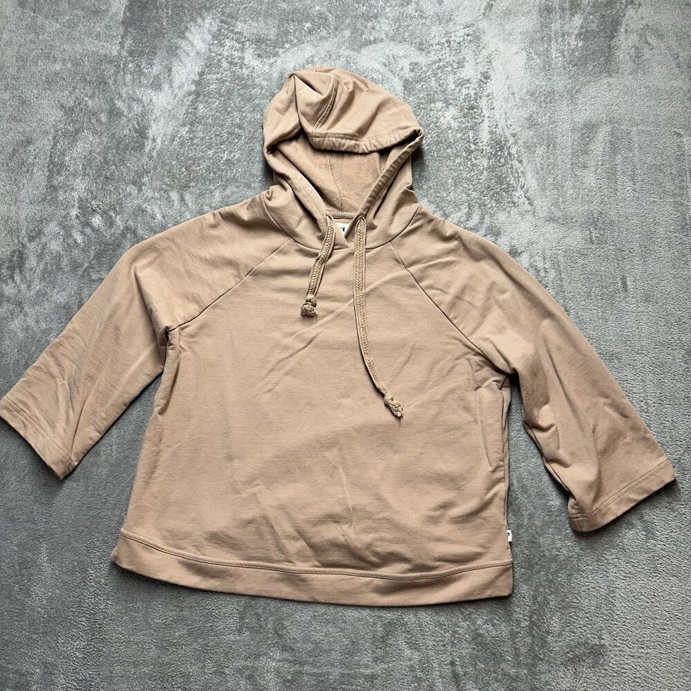Pact Hoodie Womens Small Tan Sweatshirt 3/4 Sleeve Organic Cotton